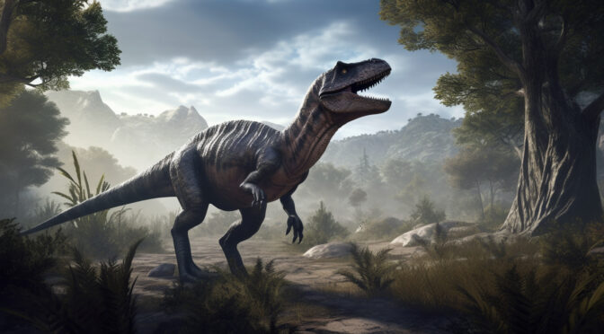 Dino Dossier Partners, privacy policy Allosaurus roaming the lands