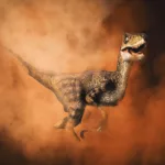 Velociraptor Dinosaur dossier on smoke background