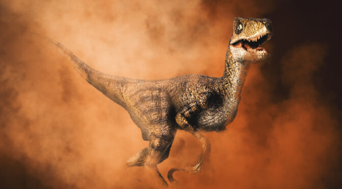 Dino Dossier Velociraptor and smoke